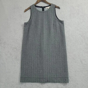 Ann Taylor Loft Chevron Black & White Sleeveless Midi Shift Dress LP 4CT